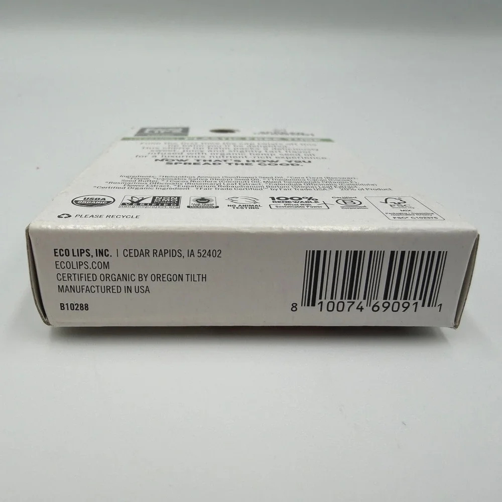 Eco Lips Hemp Lip Balm .15oz Cherry Lot Of (3) Plastic Free Tube Organic **NEW**